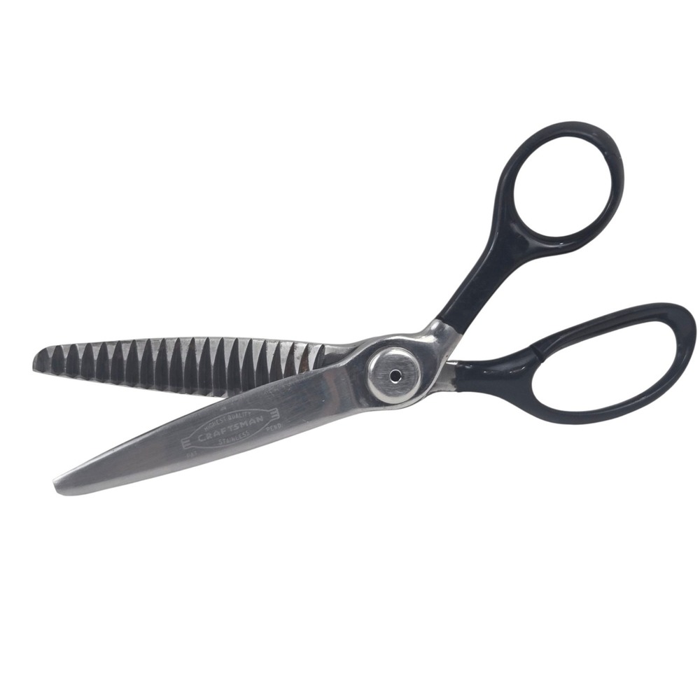 Vintage Craftsman 9" Stainless Pinking Shears Saw Tooth Blade Sewing USA READ